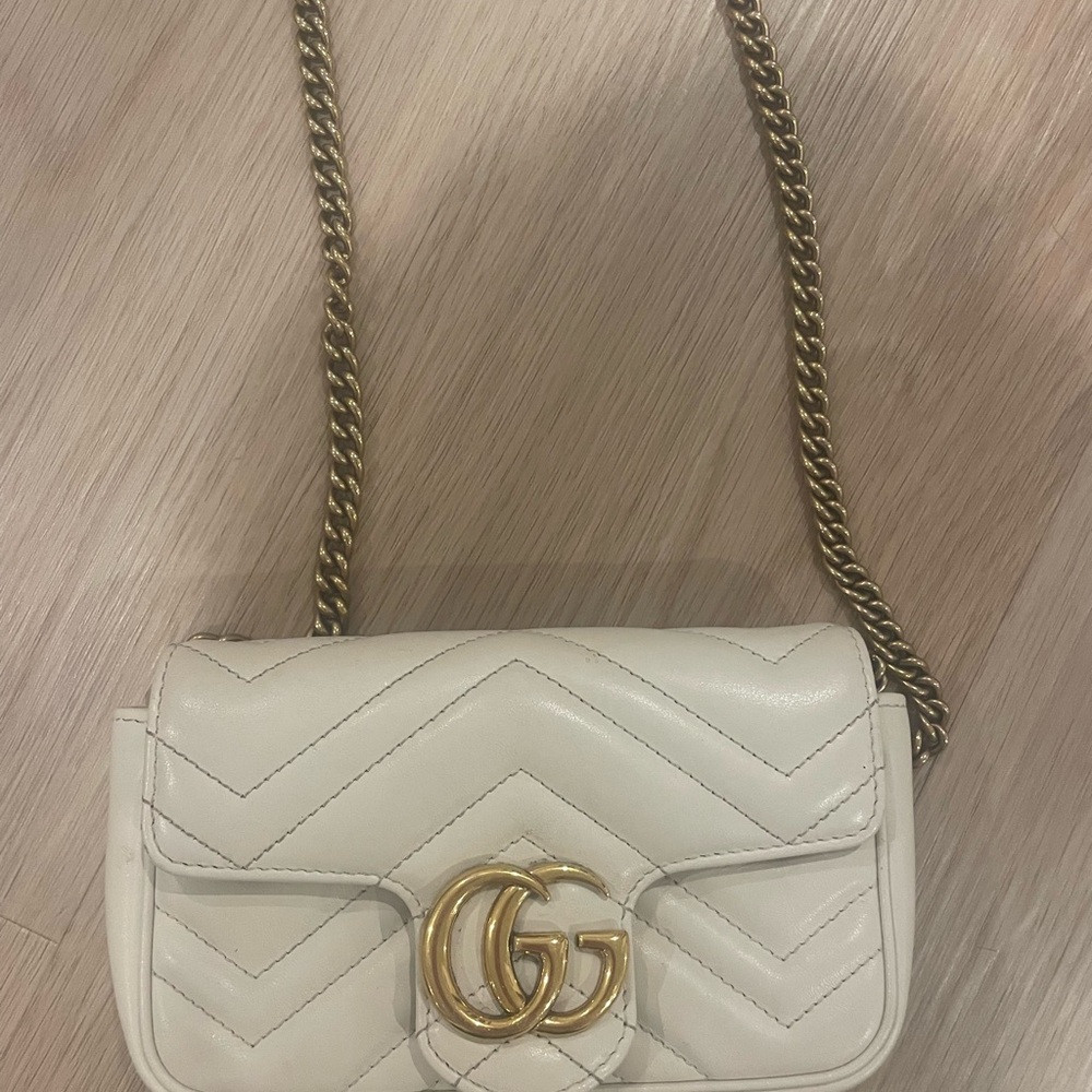Gucci White Mini Bag with Gold Accents